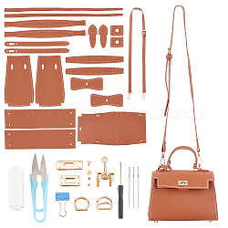 Kit per la creazione di borse in similpelle fai da te, compresa la forbice, ago, fermagli in filo e lega, cioccolato