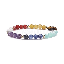 Thème chakra perles de pierre naturelle bracelets extensibles pour fille femmes, diamètre intérieur: 2-1/4 pouce (5.8 cm)