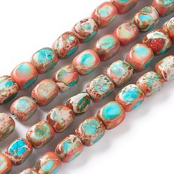 Natürliche regalite / imperial jasper / sea sediment jasper beads stränge, gefärbt, Würfel, Himmelblau, 7x6x6 mm, Bohrung: 0.8 mm, ca. 56 Stk. / Strang, 16.14 Zoll (41 cm)
