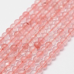Kirschquarz Perlen Stränge, Runde, Orangerosa, 3 mm, Bohrung: 0.5 mm, ca. 125 Stk. / Strang