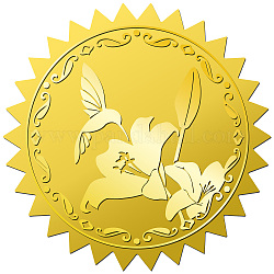 34 feuille d'autocollants en relief en feuille d'or auto-adhésive, Autocollants décoratifs de médaille à points ronds pour sceau de carte d'enveloppe, fleur, 165x211mm, autocollants: 50mm, 12pcs / feuille