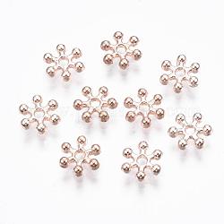 Zinc Alloy Beads Spacers, Cadmium Free & Lead Free, with One Hole, Snowflake, Rose Gold, 8.5x2.5mm, Hole: 1.5mm
