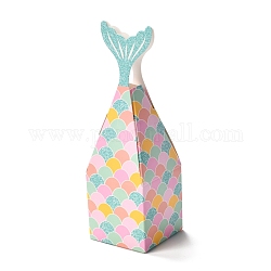 Boîtes de bonbons en papier, bijoux bonbons boîtes de cadeau de fête de mariage, rectangle en forme de queue de poisson, lumière bleu ciel, 5x5x16 cm