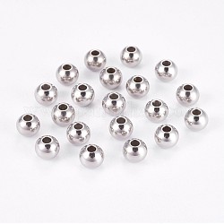 Intercalaires perles rondelles 202 en acier inoxydable, couleur inoxydable, 6x5mm, Trou: 2mm