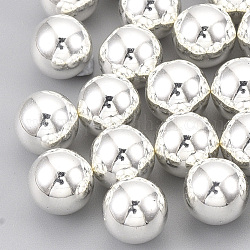 ABS Plastic Beads, No Hole/Undrilled, Round, Silver Color Plated, 8mm, about 2000pcs/500g