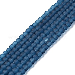 Transparente Glasperlen stränge, matt, Runde, marineblau, 4 mm, Bohrung: 1.1~1.6 mm, ca. 200 Stk. / Strang, 31.4 Zoll