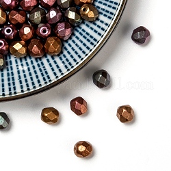 Perle di vetro lucido fuoco ceco, sfaccettato, tamburo, colorato, 6x6mm, Foro: 1 mm, circa 37pcs/10g