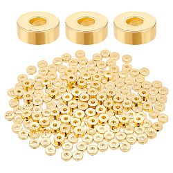 BENECREAT 200Pcs Brass Beads, Long-Lasting Plated, Flat Round/Disc, Heishi Beads, Real 18K Gold Plated, 3x1mm, Hole: 1mm