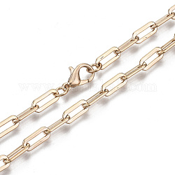 Cadenas de clip de latón, Elaboración de collar de cadenas de cable alargadas dibujadas, con cierre de langosta, real 18k chapado en oro, 23.62 pulgada (60 cm) de largo, link: 4x10 mm, anillo de salto: 5x1 mm