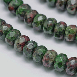 Rubis naturel à facettes en rangées de perles rondelles zoisites, teinte, 8x5mm, Trou: 1mm, Environ 76 pcs/chapelet, 15.2 pouce