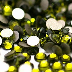 Glass Flat Back Rhinestone, Grade A, Back Plated, Faceted, Half Round, Olivine, SS5, 1.7~1.8mm, 1440pcs/bag