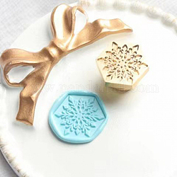 Tête de timbre en alliage de sceau de cire de Noël de ton doré, pour les invitations, enveloppes, emballage cadeau, flocon de neige, 16~30x18~30mm