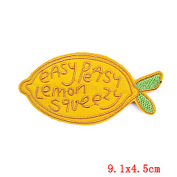 Toppe ricamate con ferro da stiro su tessuto ricamato con motivo a parole, accessori costume, modello di limone, 45x91mm