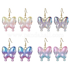 Scintillanti orecchini pendenti a farfalla in acrilico da donna, colore misto, 45.5x29.5mm
