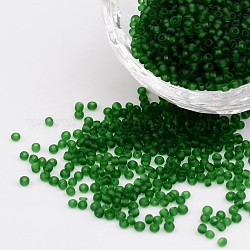 12/0 bereifte runde Glasperlen, grün, Größe: ca. 2mm Durchmesser, Bohrung: 1 mm, ca. 3304 Stk. / 50 g