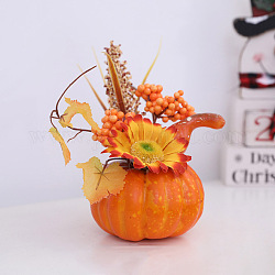 Künstlicher Kürbis aus Schaumstoff mit Blattverzierungen, für Halloween-Thanksgiving-Herbstdekoration, dunkelorange, 200x105 mm