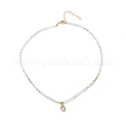 Collier pendentif en forme de larme de zircone cubique avec des chaînes de perles de pierre de lune naturelle, bijoux en pierres précieuses pour femmes, blanc, 16.06 pouce (40.8 cm)