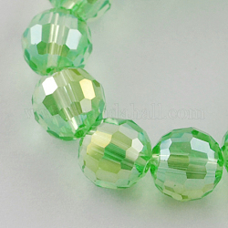 Electroplate Glass Bead Strands, AB Color Plated, Faceted(96 Facets), Round, Light Green, 12mm, Hole: 2mm, about 50pcs/strand, 22.4 inch