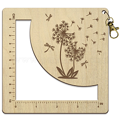 Righello per uncinetto con cornice quadrata in legno, calibro del ferro da maglia, fiore, 13x13x0.5cm