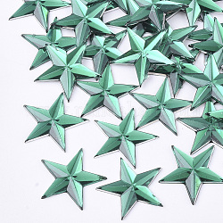 Kunststoff Cabochons, Stern, Meergrün, 13x14x1.5 mm, ca. 2000 Stk. / Beutel