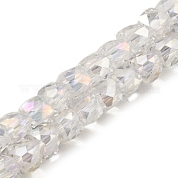 Placcare trasparente perle di vetro fili, sfaccettato, cubo, chiaro ab, 5x5x5mm, Foro: 1 mm, circa 83~84pcs/filo, 15.43~15.63 pollice (39.2~39.7 cm)