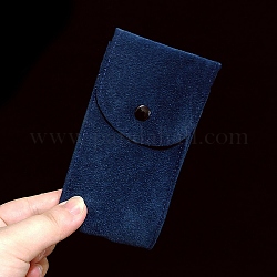 Bolsa de almacenamiento de reloj de terciopelo rectangular, caja de reloj portátil color morandi, paquete individual de bolsa de joyería de terciopelo, azul marino, 13x7 cm
