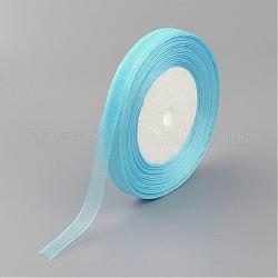 Sheer Organza Ribbon, Wide Ribbon for Wedding Decorative, Sky Blue, 3/4 inch(20mm), 25yards(22.86m)