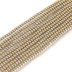 Chapelets de perles en verre électroplaqué, ronde, plein plaqué, plaqué or et de lumière, 2mm, Trou: 0.6mm, Environ 180 pcs/chapelet, 14.17 pouce (36 cm)