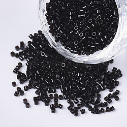 Perline di semi di vetro di grado 11/0, cilindro, dimensione uniforme del seme, cottura della vernice, nero, circa 1.5x1mm, Foro: 0.5 mm, circa 2000pcs/10g