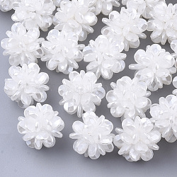 Handmade ABS Plastic Imitation Pearl Woven Beads, Ball Cluster Beads, for Name Bracelets & Jewelry Making, White, 16~17mm