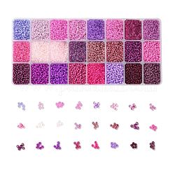 Пурпурная серия 600гр 24-х цветный стеклянный бисер, круглые, разноцветные, 12/0, 1.5~2.5x1.5~2 мм, отверстие : 0.5~1 мм, 25 г / цвет