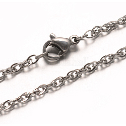 304 Stainless Steel Double Link Chains Necklaces, with Lobster Claw Clasps, Stainless Steel Color, 29.52 inch(75cm)