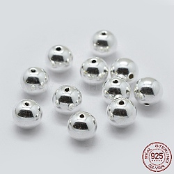 925 стерлингов серебряные шарики Spacer, круглые, серебряные, 6 мм, отверстие : 1.5~1.6 мм, Около 31 шт / 10 г