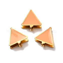 Bridas de 304 acero inoxidable en las fianzas, con esmalte, triángulo, dorado, salmón claro, 11x10x3mm, pin: 0.9 mm
