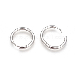 304 Stainless Steel Hoop Earrings, Manual Polishing Huggie Earrings, Stainless Steel Color, 10 Gauge, 21x2.5mm, Pin: 0.9mm(±0.1mm), Inner Diameter: 16mm