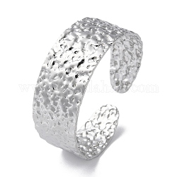 304 Stainless Steel Texured Flat Cuff Bangle for Women, Stainless Steel Color, Inner Diameter: 2-1/8 inch(5.3cm)