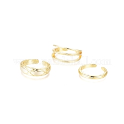 Anelli di polsino in ottone, anelli impilabili, stile misto, oro, 13.5~14 mm, 3 pc / insieme