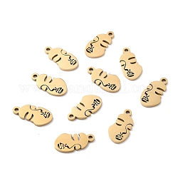 Ion Plating(IP) 304 Stainless Steel Pendants, Abstract Face, Golden, 16.5x8.5x1mm, Hole: 1.5mm