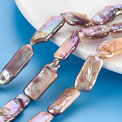 Natural Keshi Pearl Beads Strands, Cultured Freshwater Pearl, Rectangle, Lavender, 21~28x8~15x4~12mm, Hole: 0.6mm, about 15~18pcs/strand, 14.76 inch~14.96 inch(37.5~38cm)