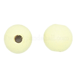 Perles de bois naturel peintes à la bombe, ronde, jaune clair, 19.5~20mm, 359 pcs / 836 g