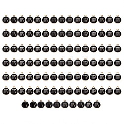 Emaille Anhänger Legierung, flach rund mit Konstellation / Sternbild, Licht Gold, Schwarz, Jungfrau, 15x12x2 mm, Bohrung: 1.5 mm, 100 Stück / Karton