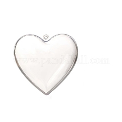 Decoraciones de colgantes rellenables de corazón de plástico transparente, para adorno de navidad, Claro, 80x78x46mm