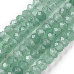 Gefärbte natürliche Malaysia Jade Rondelle Perlen, facettiert, mittlerer Aquamarin, 4x2~3 mm, Bohrung: 1 mm, ca. 115 Stk. / Strang, 14 Zoll