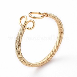 Anillos de dedo de metal ajustables, anillos del manguito, anillos abiertos, con alambre de cobre y caja de cartón, dorado, tamaño de 7, 17mm