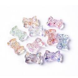 Perles acryliques transparentes, bowknot, couleur mixte, 16x24x11mm, Trou: 2.1mm