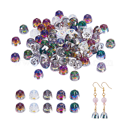 CHGCRAFT 40Pcs 5 Colors Electroplate Transparent Glass Beads, Faceted, Half Round, Mixed Color, 8.5x10mm, Hole: 1.5mm, 8Pcs/color