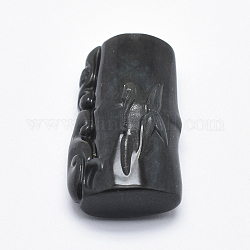 Pendentifs en obsidienne naturelle, 32x18x10.5mm, Trou: 1.5mm
