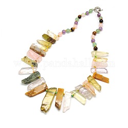Natural Gemstone Beaded Bib Statement Necklaces, with Spring Ring Clasps, 20~21 inch