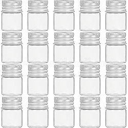 Botellas de vidrio, con tapa de aluminio con tornillos y tapón de silicona, frasco vacío, Platino, Claro, 3x2.2 cm, capacidad: 5ml (0.17 fl. oz), 20 unidades / caja