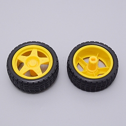 Accessoires de jouet de robot de roue de PVC, pneu d'accessoires de voiture, plat rond, jaune, 3x6.7 cm, diamètre intérieur: 3.5x6 mm